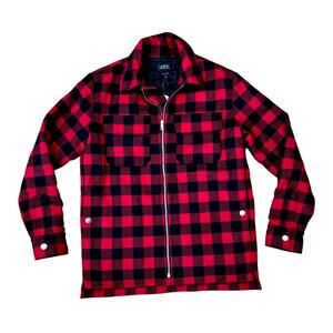 NWT A.P.C. Ian Buffalo Plaid Red/Black Wool Blouson Zippered Jacket Shacket